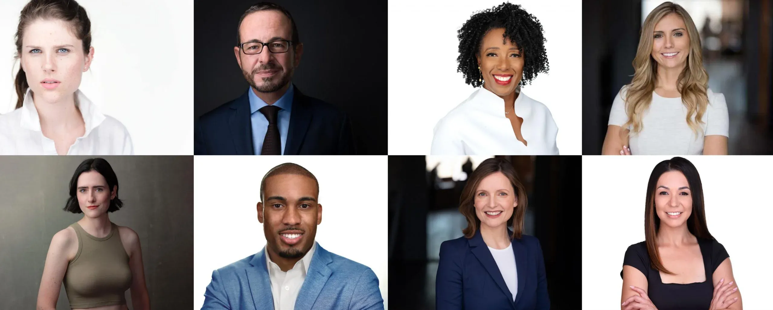 Corporate Headshots of Business Professionals High-quality professional headshots of smiling business professionals in a modern office environment, ideal for corporate branding and LinkedIn profiles.